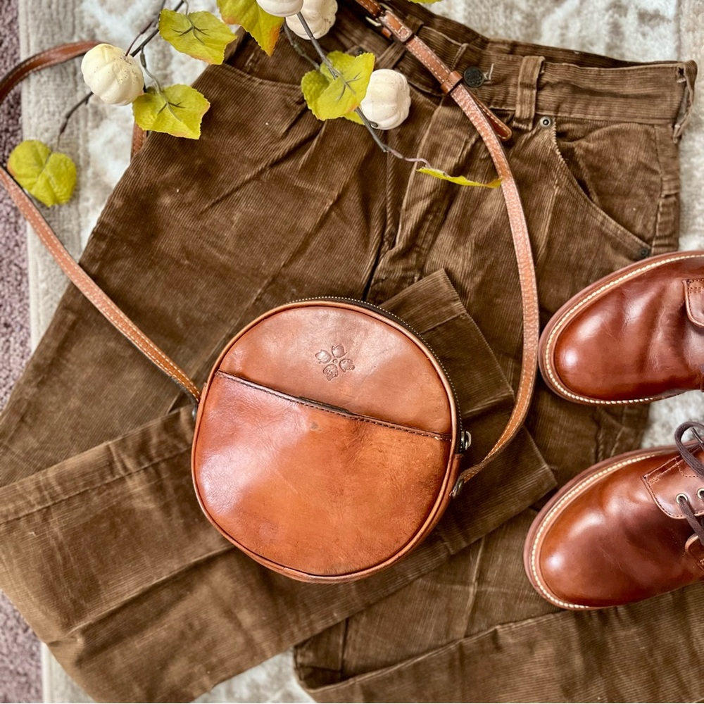 Brown Leather Crossbody Canteen Bag by Patricia Nash